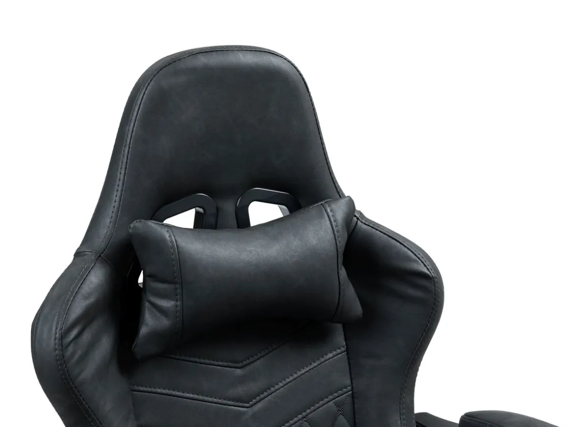 Gamingstuhl Bürostuhl Leder mit Massagefunktion GREG schwarz