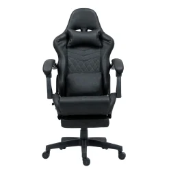 Gamingstuhl Bürostuhl Leder mit Massagefunktion GREG schwarz
