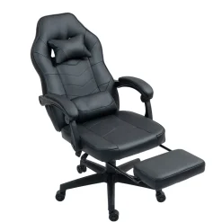 Gamingstuhl Bürostuhl Leder mit Massagefunktion ITAN schwarz