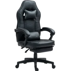 Gamingstuhl Bürostuhl Leder mit Massagefunktion ITAN schwarz