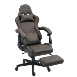 Gamingstuhl Bürostuhl Leder mit Massagefunktion GREG braun