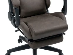 Gamingstuhl Bürostuhl Leder mit Massagefunktion GREG braun