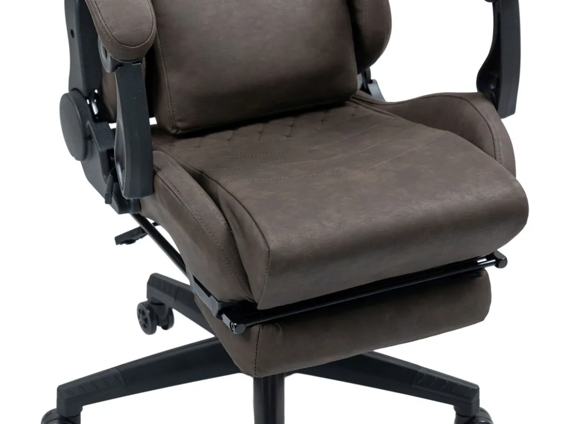 Gamingstuhl Bürostuhl Leder mit Massagefunktion GREG braun