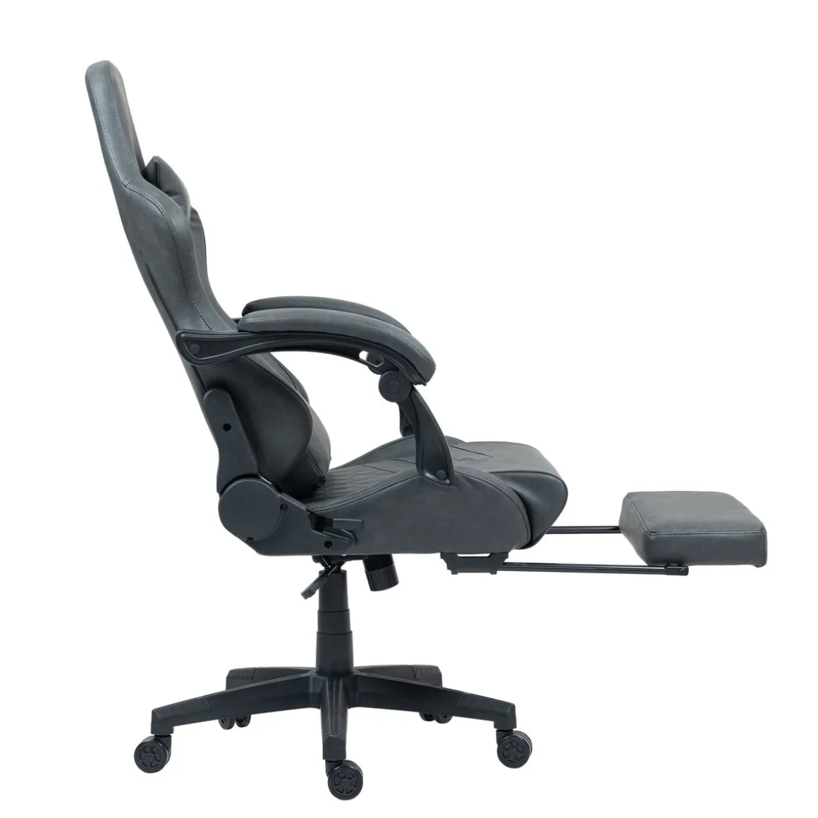 Gamingstuhl Bürostuhl Leder mit Massagefunktion GREG grau