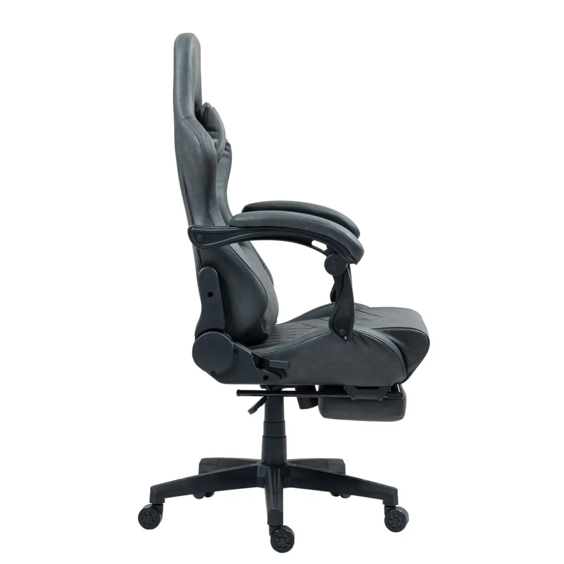 Gamingstuhl Bürostuhl Leder mit Massagefunktion GREG grau