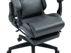 Gamingstuhl Bürostuhl Leder mit Massagefunktion GREG grau