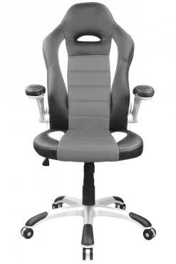 Gaming Stuhl Bürostuhl Leder TURBO grau/schwarz