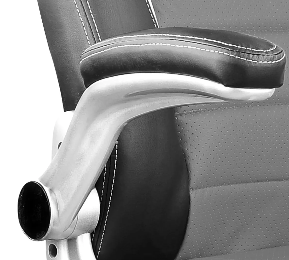 Gaming Stuhl Bürostuhl Leder TURBO grau/schwarz