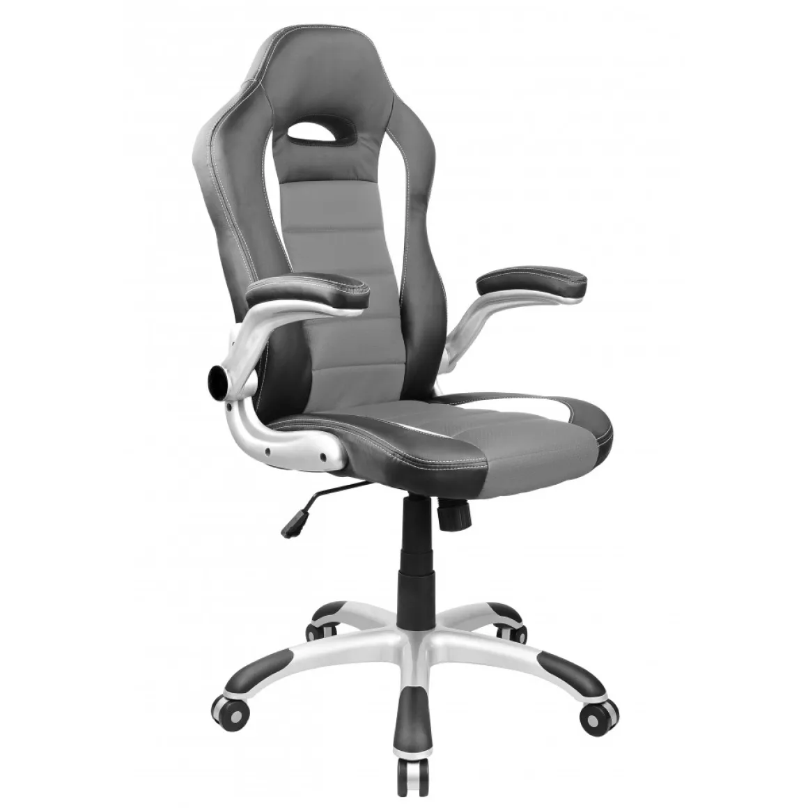 Gaming Stuhl Bürostuhl Leder TURBO grau/schwarz