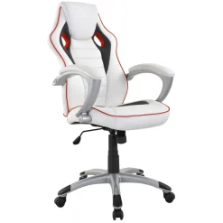 Gaming Stuhl Bürostuhl Leder TURBO weiss