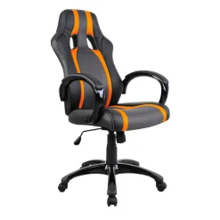 Gaming Stuhl Bürostuhl Leder TURBO schwarz/orange