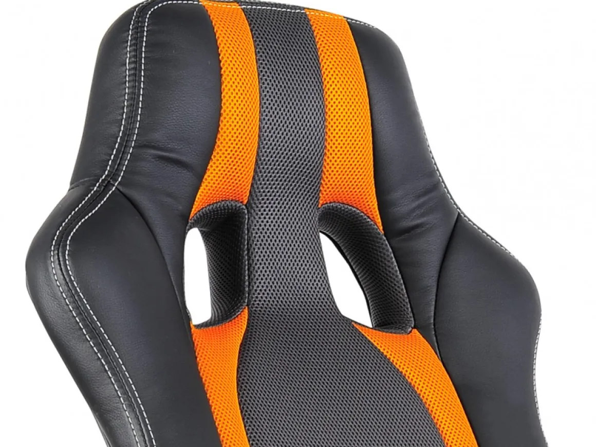 Gaming Stuhl Bürostuhl Leder TURBO schwarz/orange