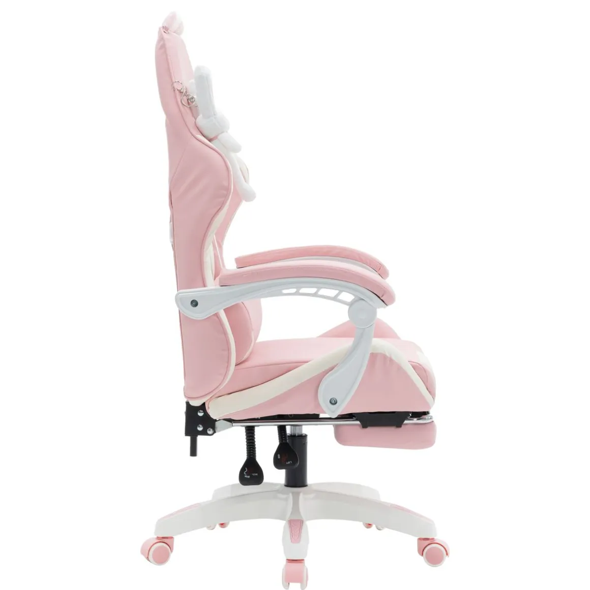 Gamingstuhl Bürostuhl Leder WINIFRED rosa/weiss