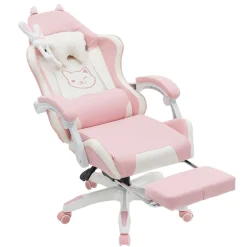 Gamingstuhl Bürostuhl Leder WINIFRED rosa/weiss