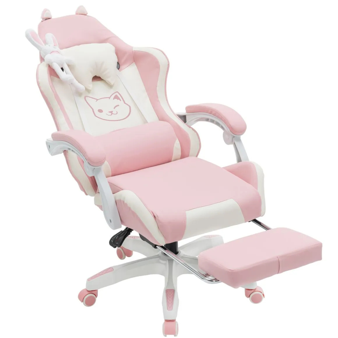 Gamingstuhl Bürostuhl Leder WINIFRED rosa/weiss