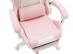 Gamingstuhl Bürostuhl Leder WINIFRED rosa/weiss