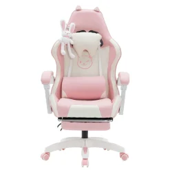 Gamingstuhl Bürostuhl Leder WINIFRED rosa/weiss