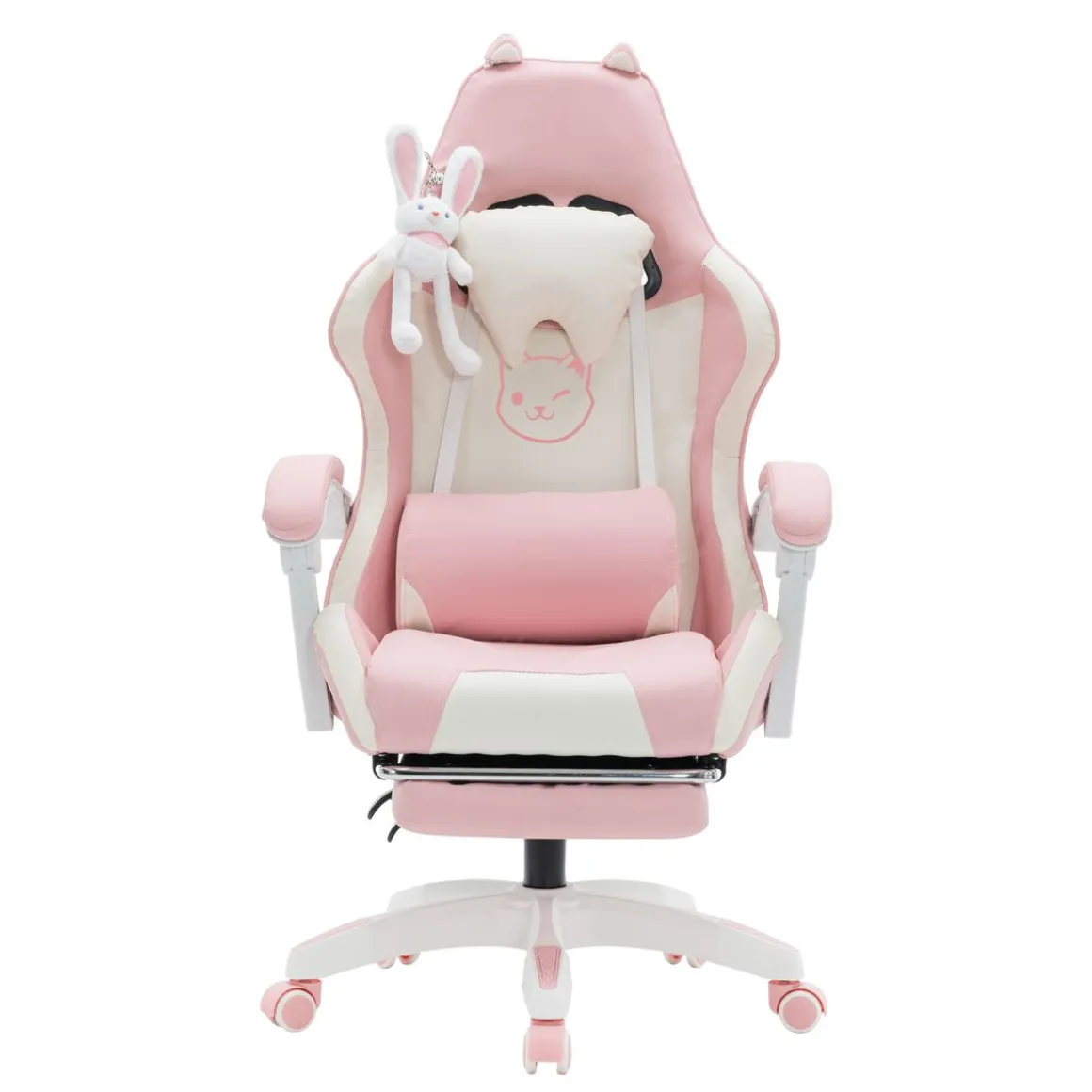 Gamingstuhl Bürostuhl Leder WINIFRED rosa/weiss