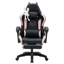 Gamingstuhl Bürostuhl Leder WINIFRED schwarz/rosa