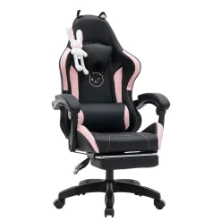 Gamingstuhl Bürostuhl Leder WINIFRED schwarz/rosa