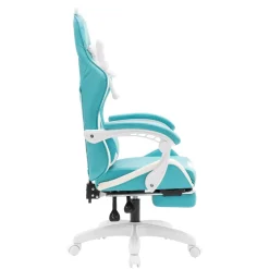 Gamingstuhl Bürostuhl Leder WINIFRED blau/weiss
