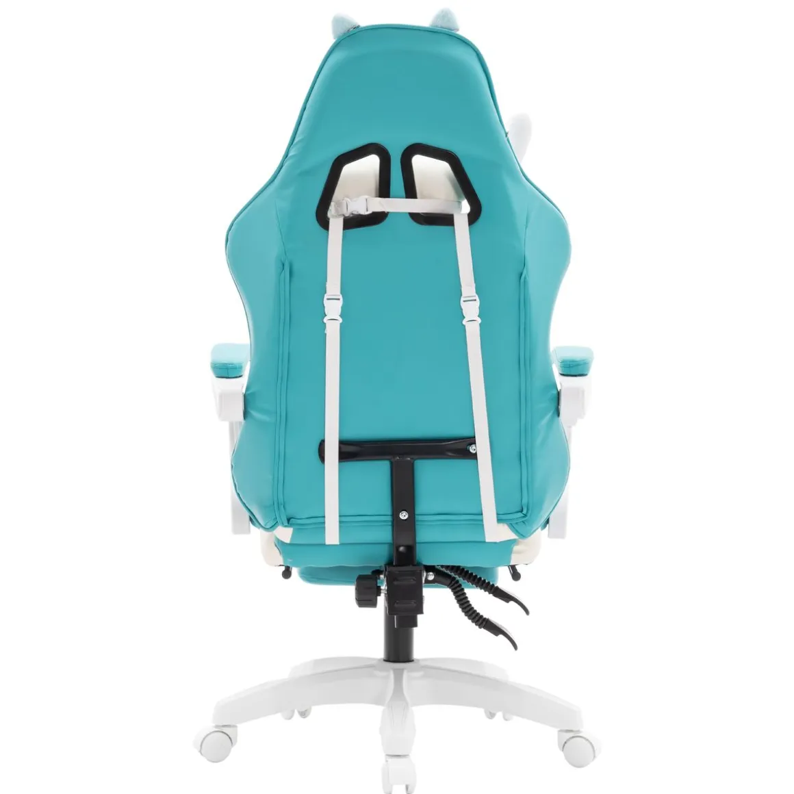 Gamingstuhl Bürostuhl Leder WINIFRED blau/weiss