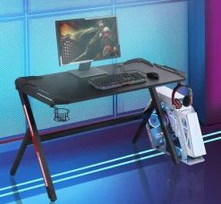 Gamingtisch LED 120 x 60 x 73 cm schwarz