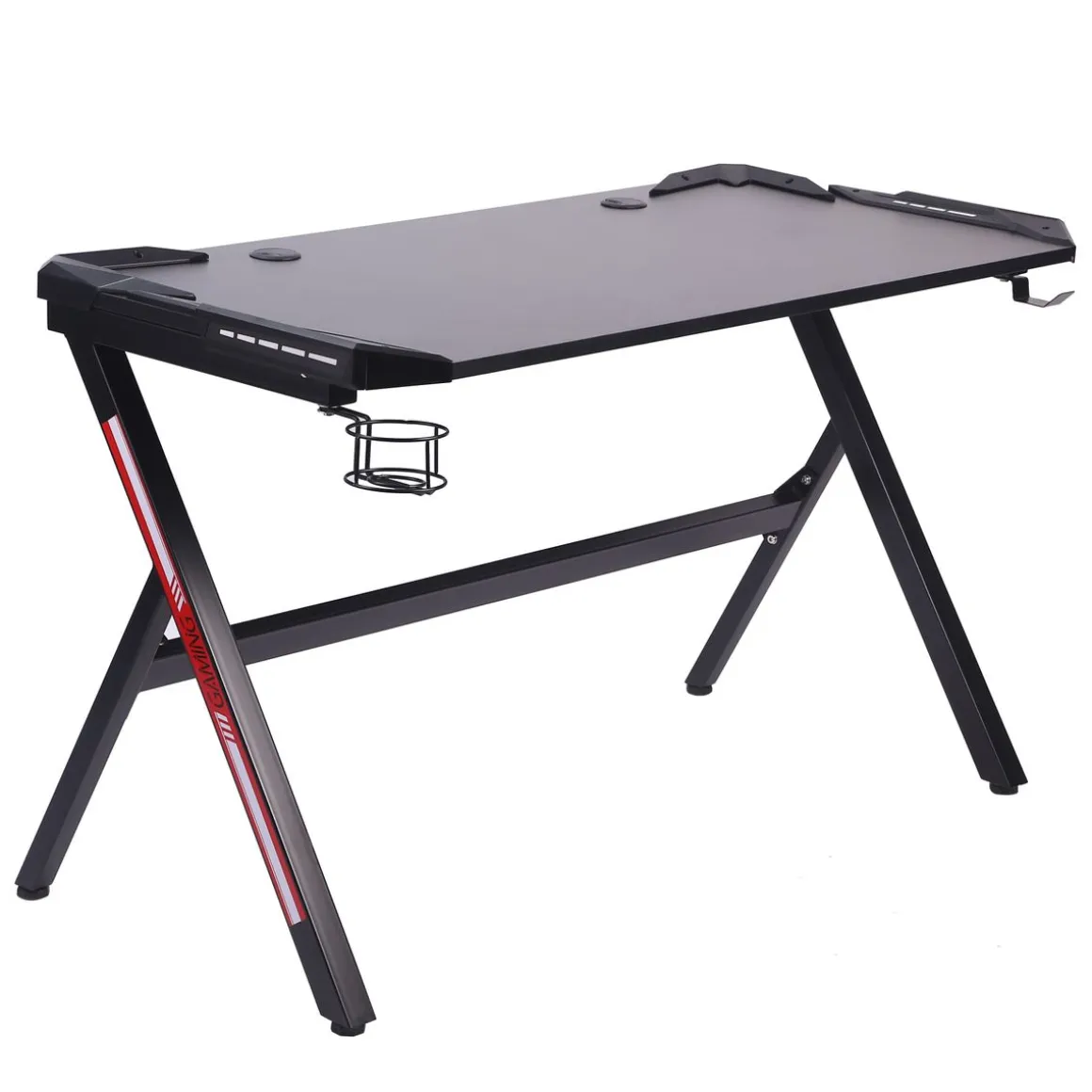 Gamingtisch LED 120 x 60 x 73 cm schwarz