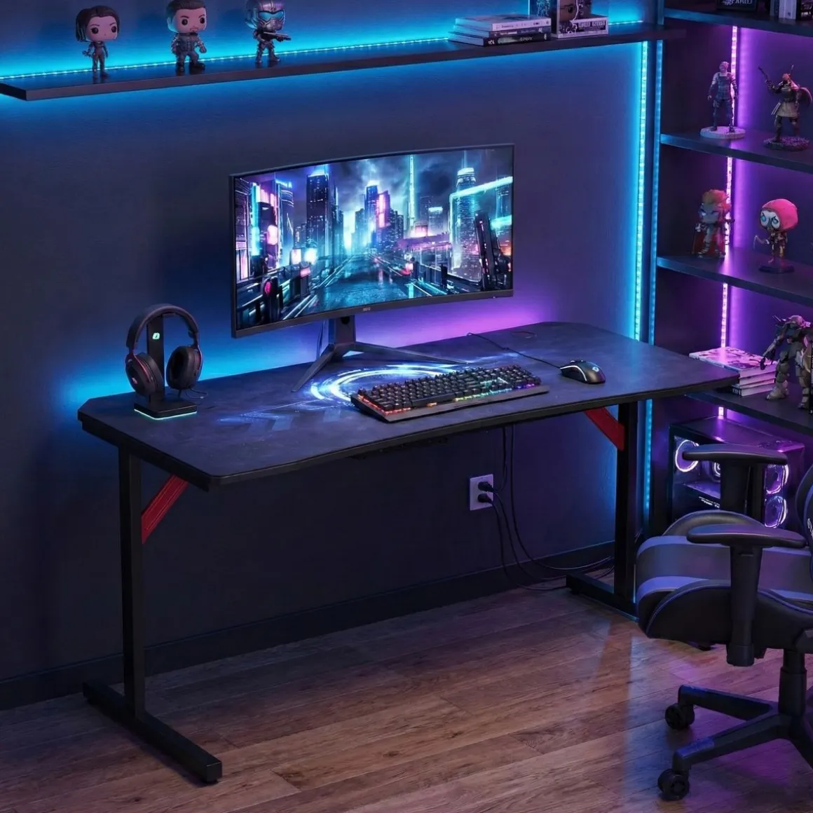 Gamingtisch 160 x 70 x 75 cm schwarz
