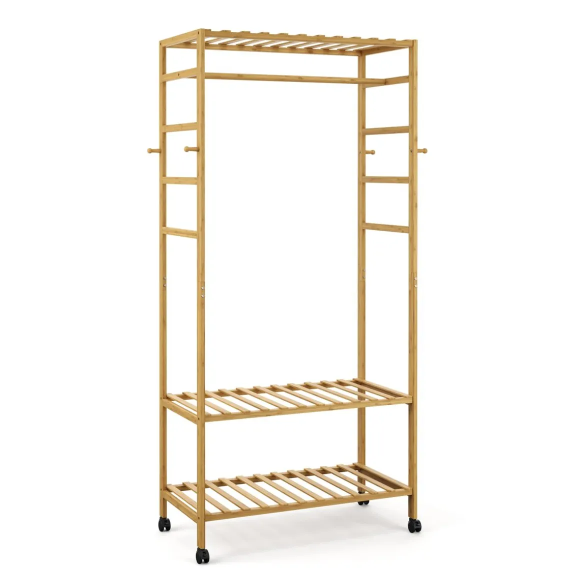 Garderobe auf Rollen Bambus ASTRID 79 x 169 cm natur