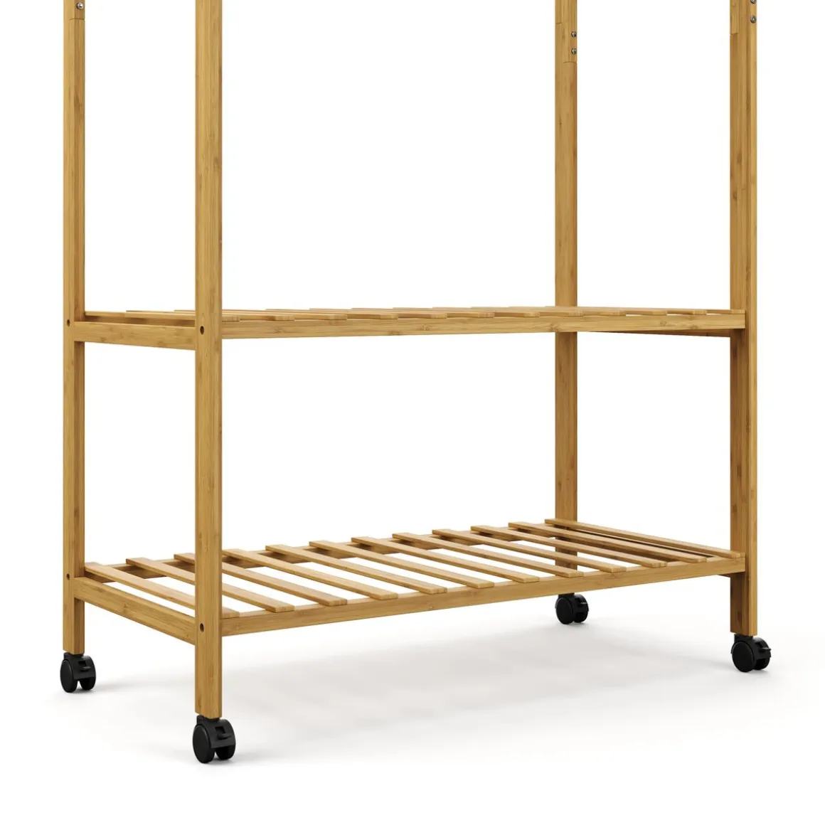 Garderobe auf Rollen Bambus ASTRID 79 x 169 cm natur