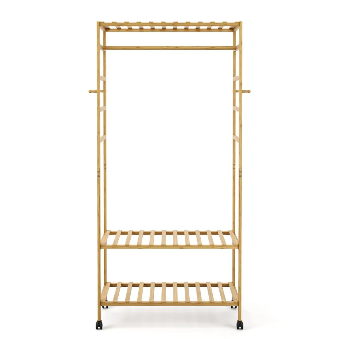 Garderobe auf Rollen Bambus ASTRID 79 x 169 cm natur