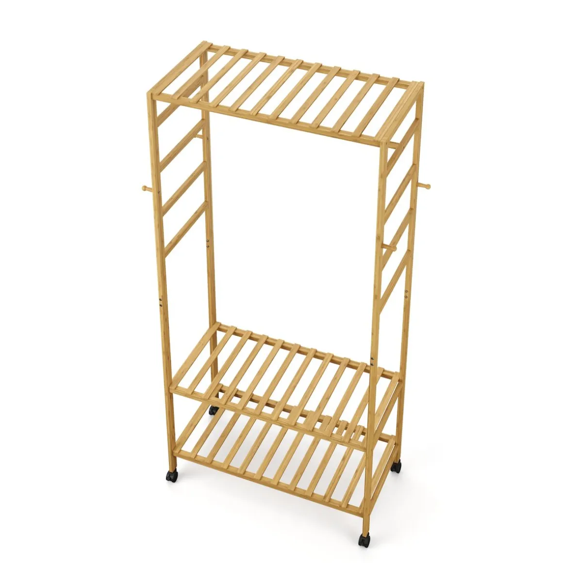 Garderobe auf Rollen Bambus ASTRID 79 x 169 cm natur