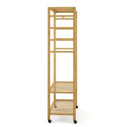 Garderobe auf Rollen Bambus ASTRID 79 x 169 cm natur