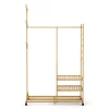 Garderobe auf Rollen Bambus BERNO 100 x 176 cm natur