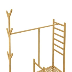 Garderobe auf Rollen Bambus BERNO 100 x 176 cm natur