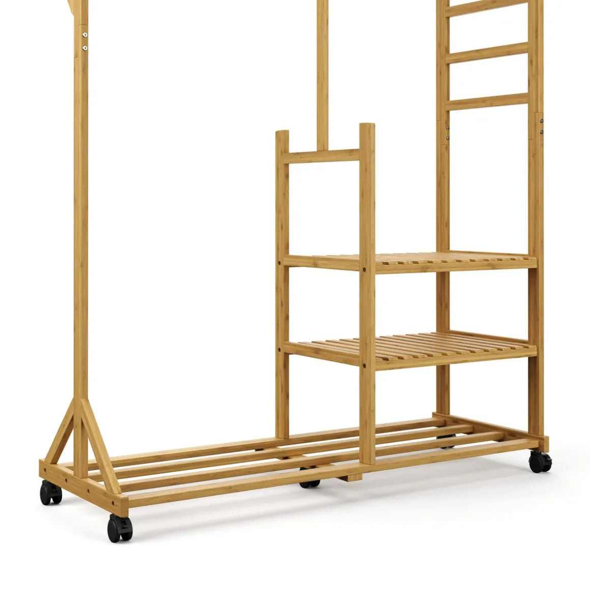 Garderobe auf Rollen Bambus BERNO 100 x 176 cm natur