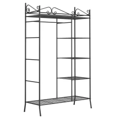 Garderobe Kleiderschrank mit Stoffbezug 105 x 172 cm schwarz/weiss