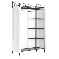 Garderobe Kleiderschrank mit Stoffbezug 105 x 172 cm schwarz/weiss