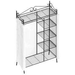 Garderobe Kleiderschrank mit Stoffbezug 105 x 172 cm schwarz/weiss