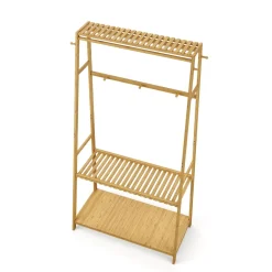 Garderobe Kleiderständer Bambus CURT 80 x 165 cm natur