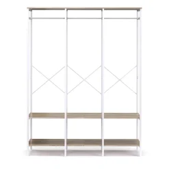 Garderobe Kleiderständer 141 x 180 cm weiss/braun