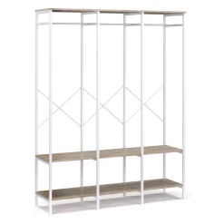 Garderobe Kleiderständer 141 x 180 cm weiss/braun