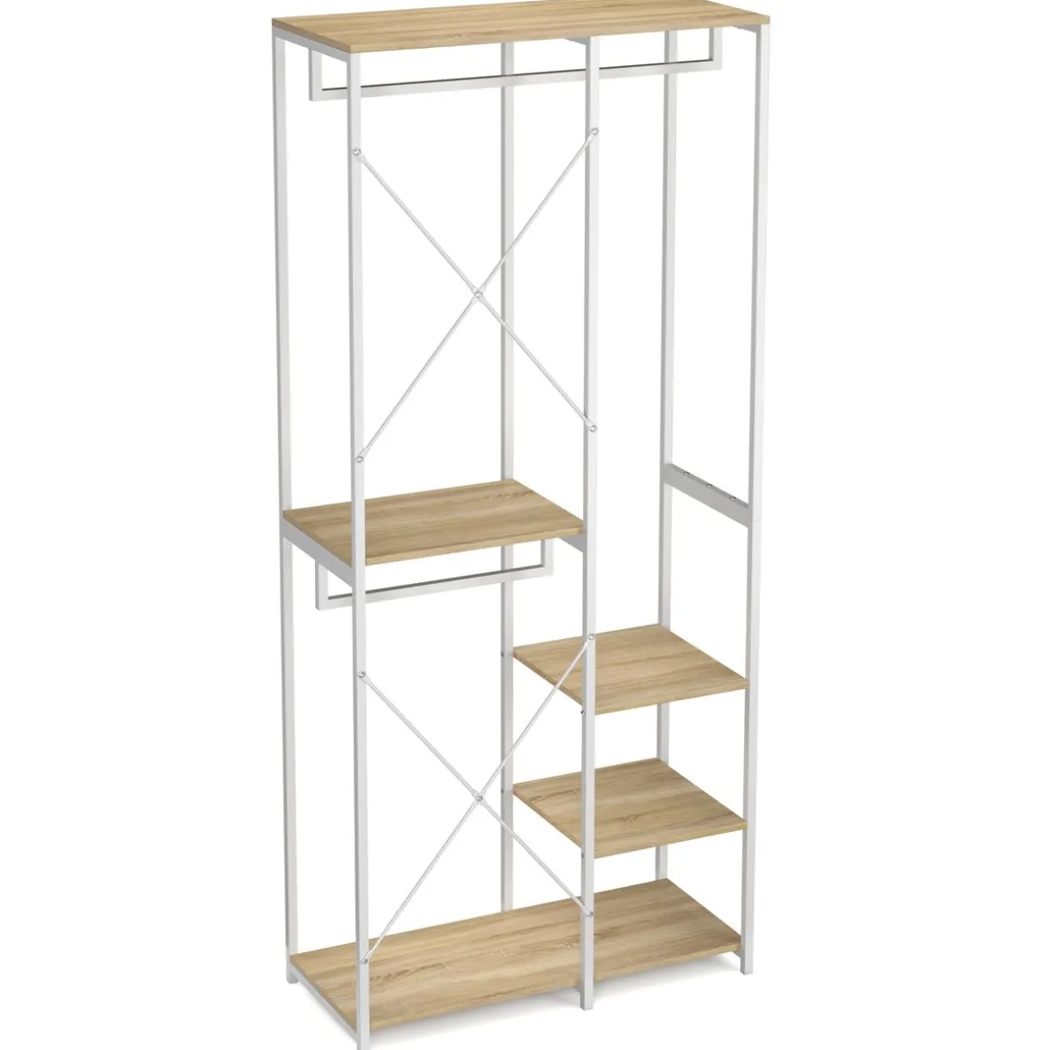 Garderobe Kleiderständer 90 x 204 cm braun/weiss