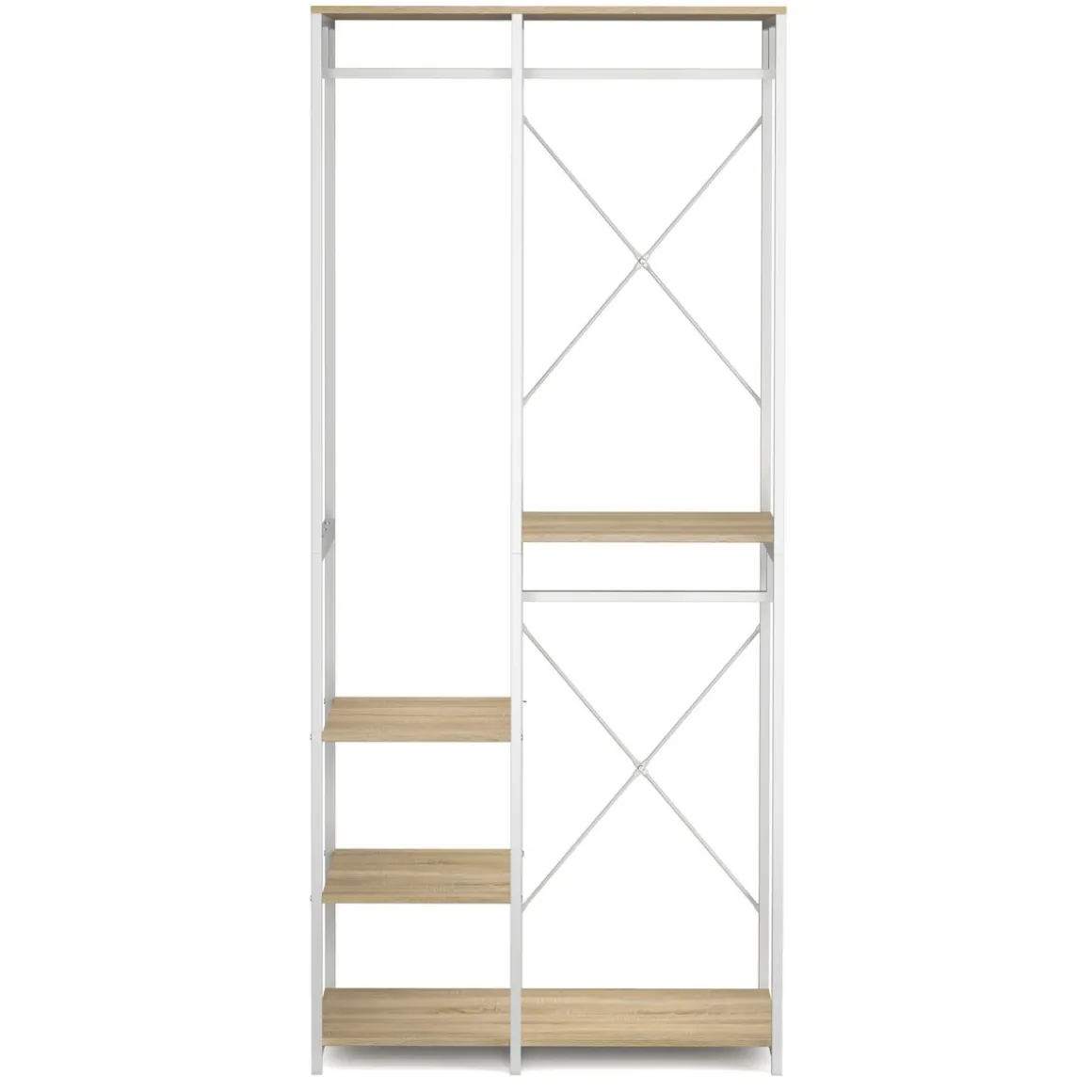 Garderobe Kleiderständer 90 x 204 cm braun/weiss