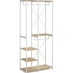 Garderobe Kleiderständer 90 x 204 cm braun/weiss