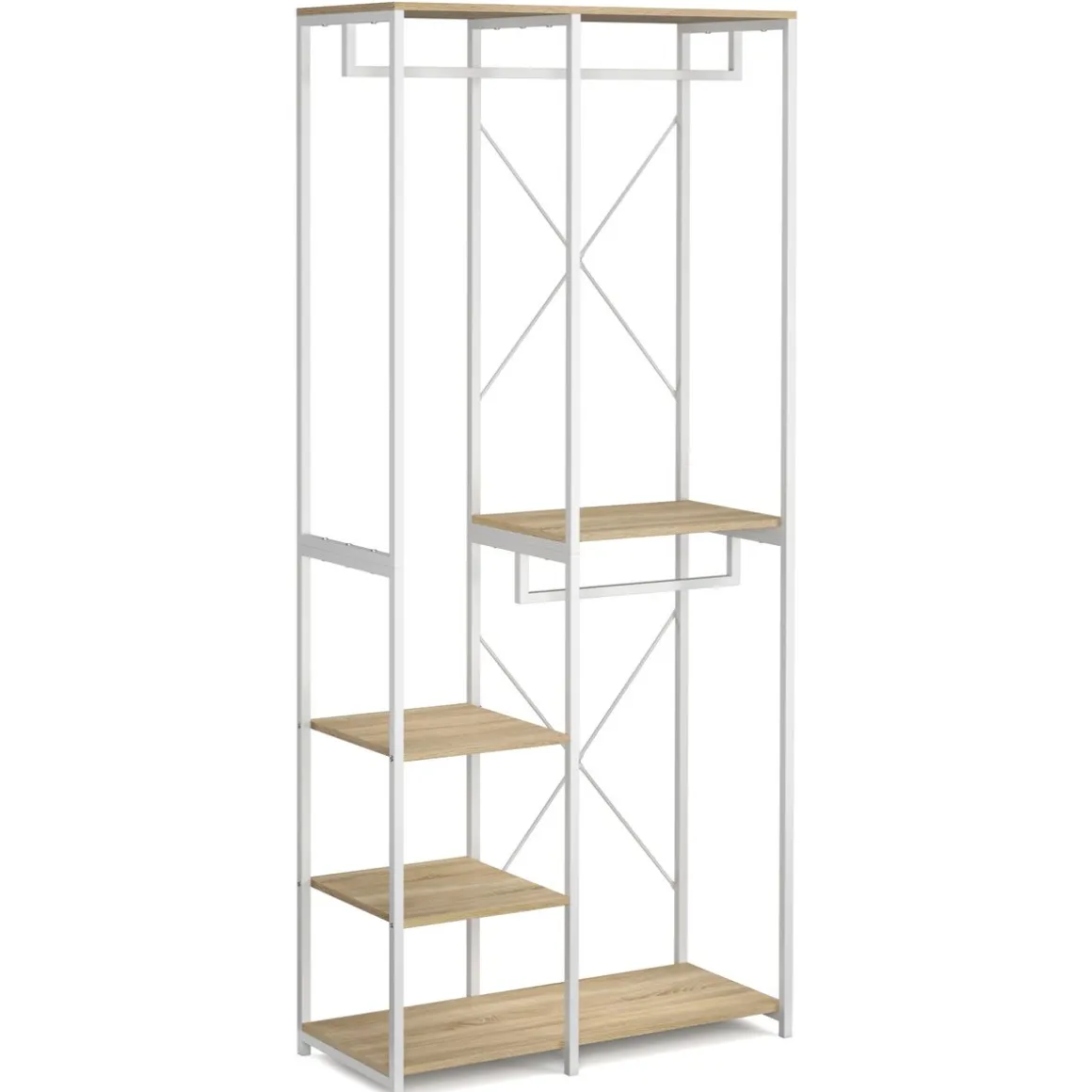 Garderobe Kleiderständer 90 x 204 cm braun/weiss