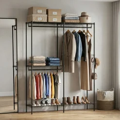 Garderobe Kleiderständer 75 x 195 cm schwarz