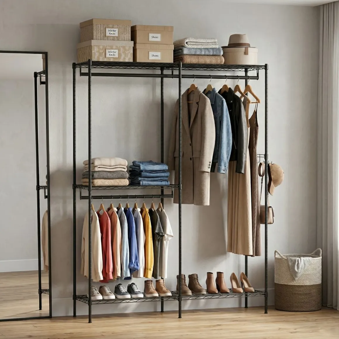Garderobe Kleiderständer 75 x 195 cm schwarz