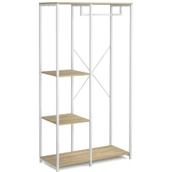 Garderobe Kleiderständer 90 x 167 cm braun/weiss